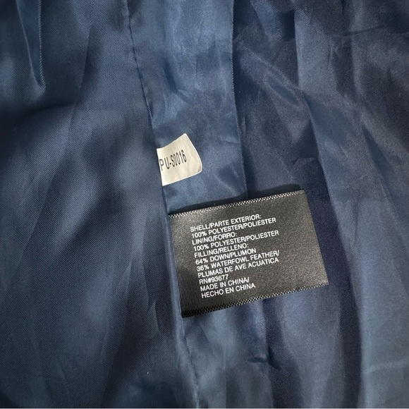 a.n.a Dark Teal Plaid Feather Down Filled Long Length Coat w/Belt - Picture 7 of 9